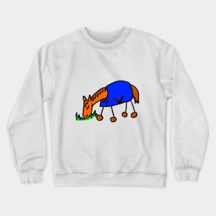 Cartoon Horse in Rug Grazing Crewneck Sweatshirt